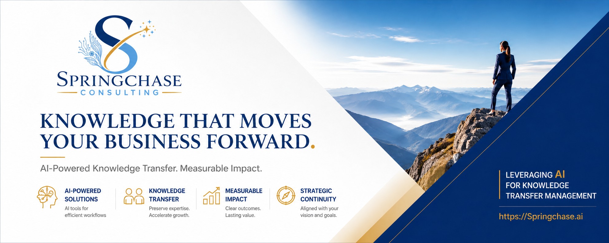 Springchase Consulting — Knowledge that moves your business forward. AI-powered knowledge transfer with measurable impact.